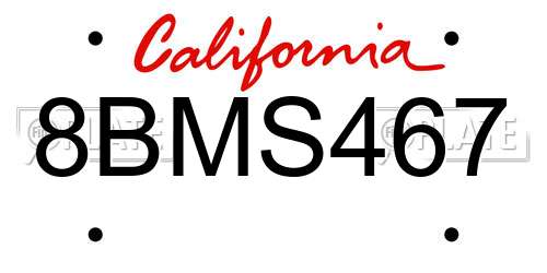 8BMS467 California License Plate