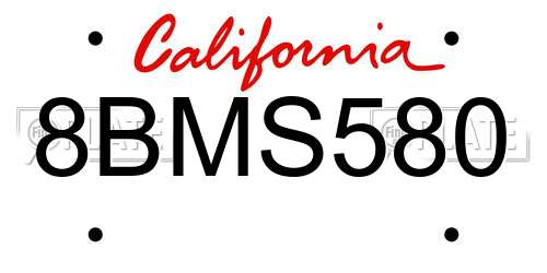 8BMS580 California License Plate