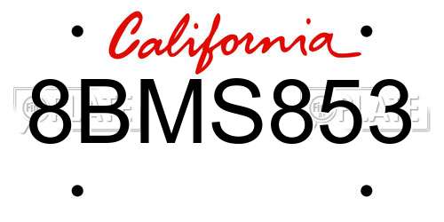 8BMS853 California License Plate