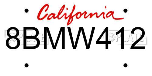 8BMW412 California License Plate