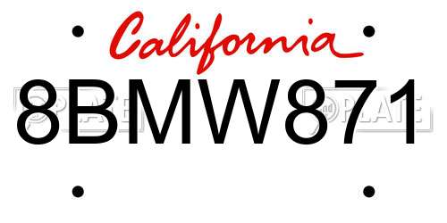 8BMW871 California License Plate