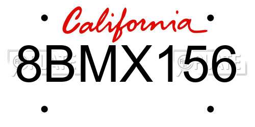 8BMX156 California License Plate
