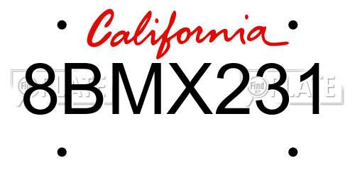 8BMX231 California License Plate