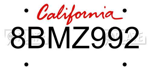 8BMZ992 California License Plate