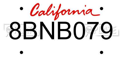 8BNB079 California License Plate