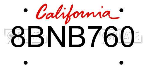 8BNB760 California License Plate