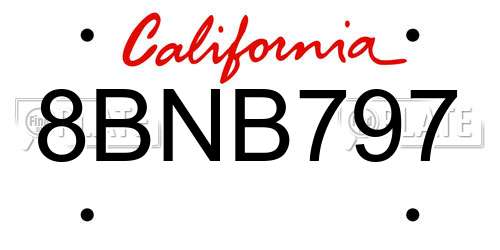 8BNB797 California License Plate