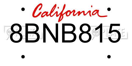 8BNB815 California License Plate