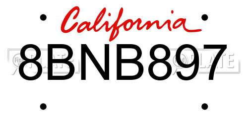 8BNB897 California License Plate