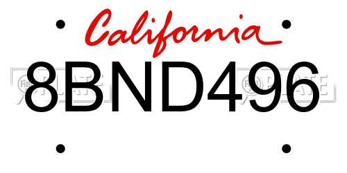 8BND496 California License Plate