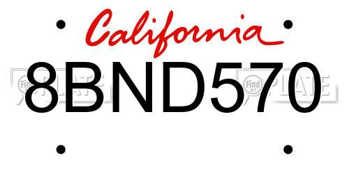 8BND570 California License Plate