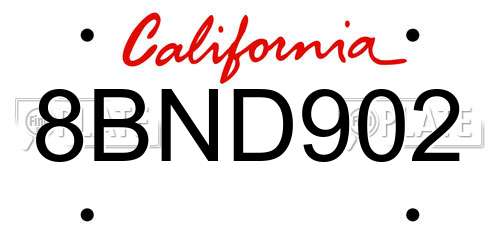 8BND902 California License Plate