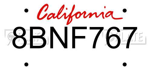 8BNF767 California License Plate