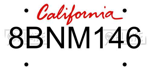 8BNM146 California License Plate