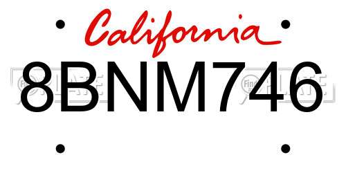 8BNM746 California License Plate