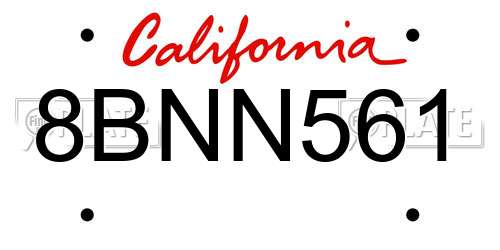 8BNN561 California License Plate