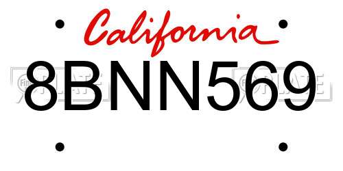 8BNN569 California License Plate