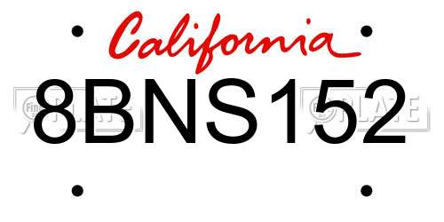 8BNS152 California License Plate