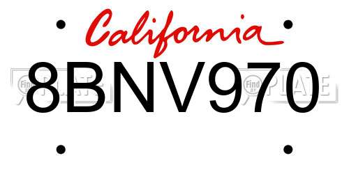 8BNV970 California License Plate