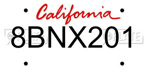 8BNX201 California License Plate
