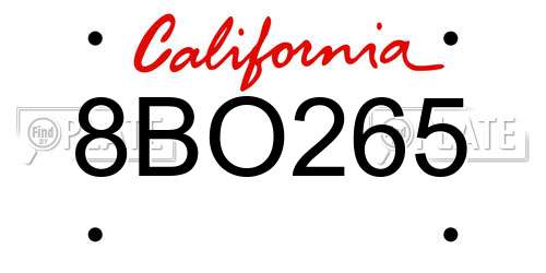 8BO265 California License Plate