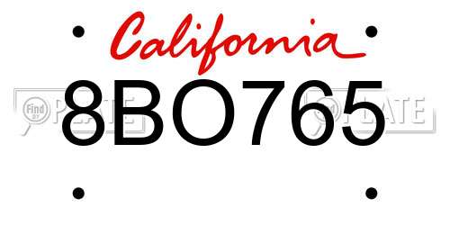 8BO765 California License Plate