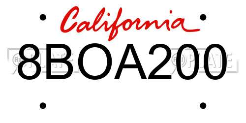 8BOA200 California License Plate
