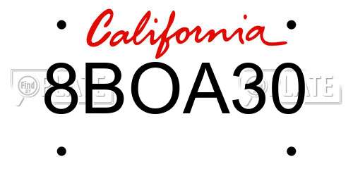 8BOA30 California License Plate