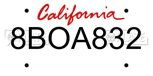 8BOA832 California License Plate