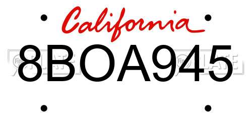 8BOA945 California License Plate