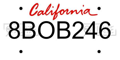 8BOB246 California License Plate