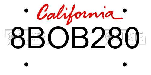 8BOB280 California License Plate