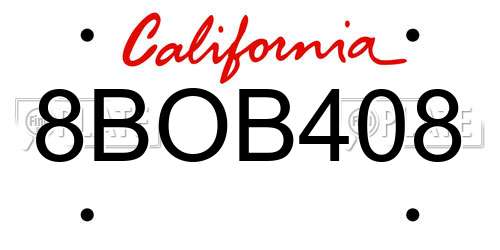 8BOB408 California License Plate