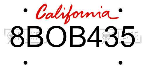 8BOB435 California License Plate