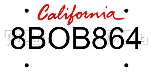 8BOB864 California License Plate