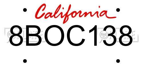 8BOC138 California License Plate
