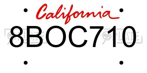 8BOC710 California License Plate
