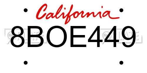 8BOE449 California License Plate