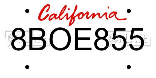 8BOE855 California License Plate