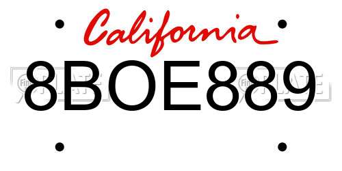 8BOE889 California License Plate