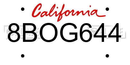 8BOG644 California License Plate
