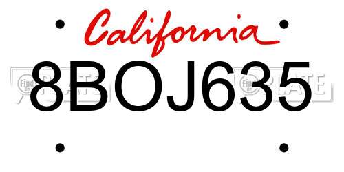 8BOJ635 California License Plate