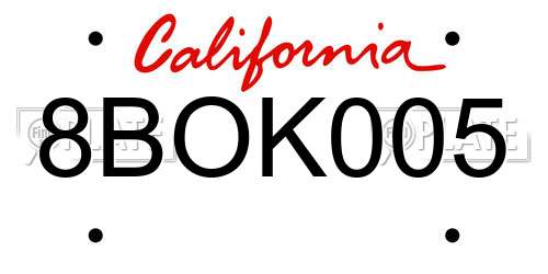 8BOK005 California License Plate