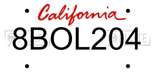8BOL204 California License Plate