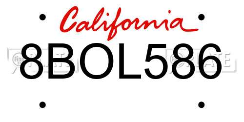 8BOL586 California License Plate