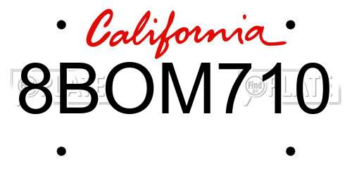 8BOM710 California License Plate