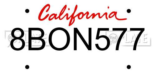 8BON577 California License Plate