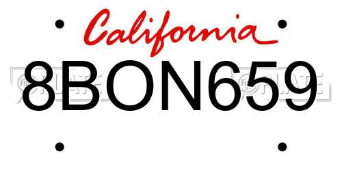 8BON659 California License Plate