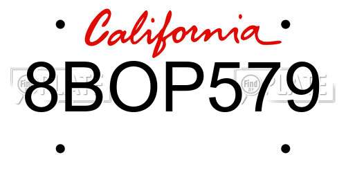 8BOP579 California License Plate