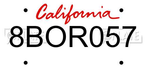 8BOR057 California License Plate